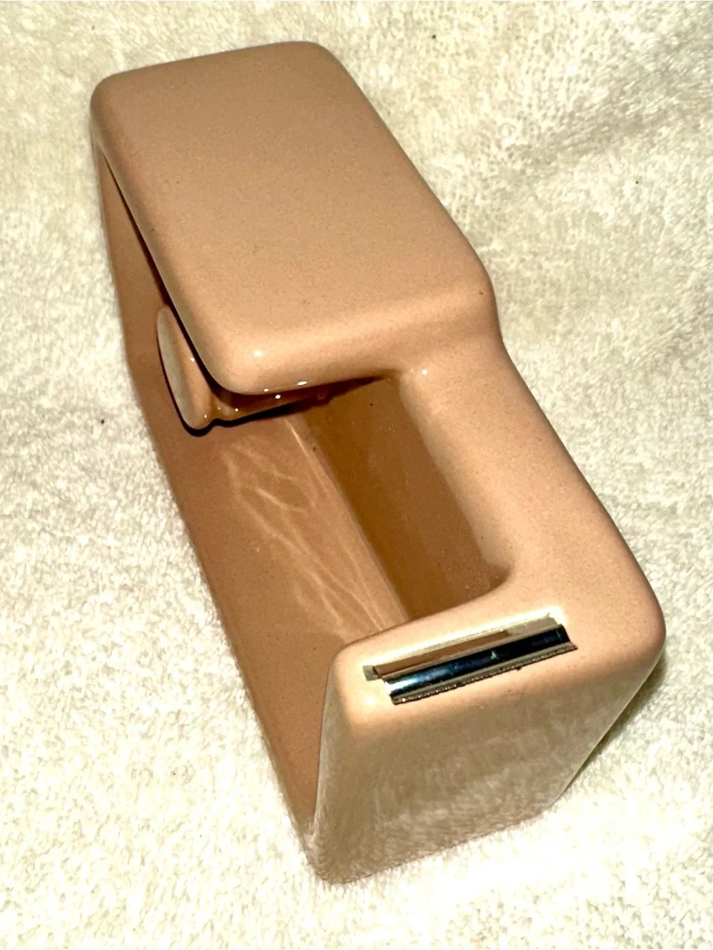 Rae Dunn Ceramic Tape Dispenser Brown Neutral Office Desk Decor Accessory